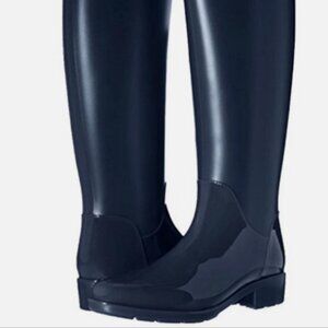 Sam Edelman Sydney Navy Blue Rain Boots Tall Glossy Matte Size 7